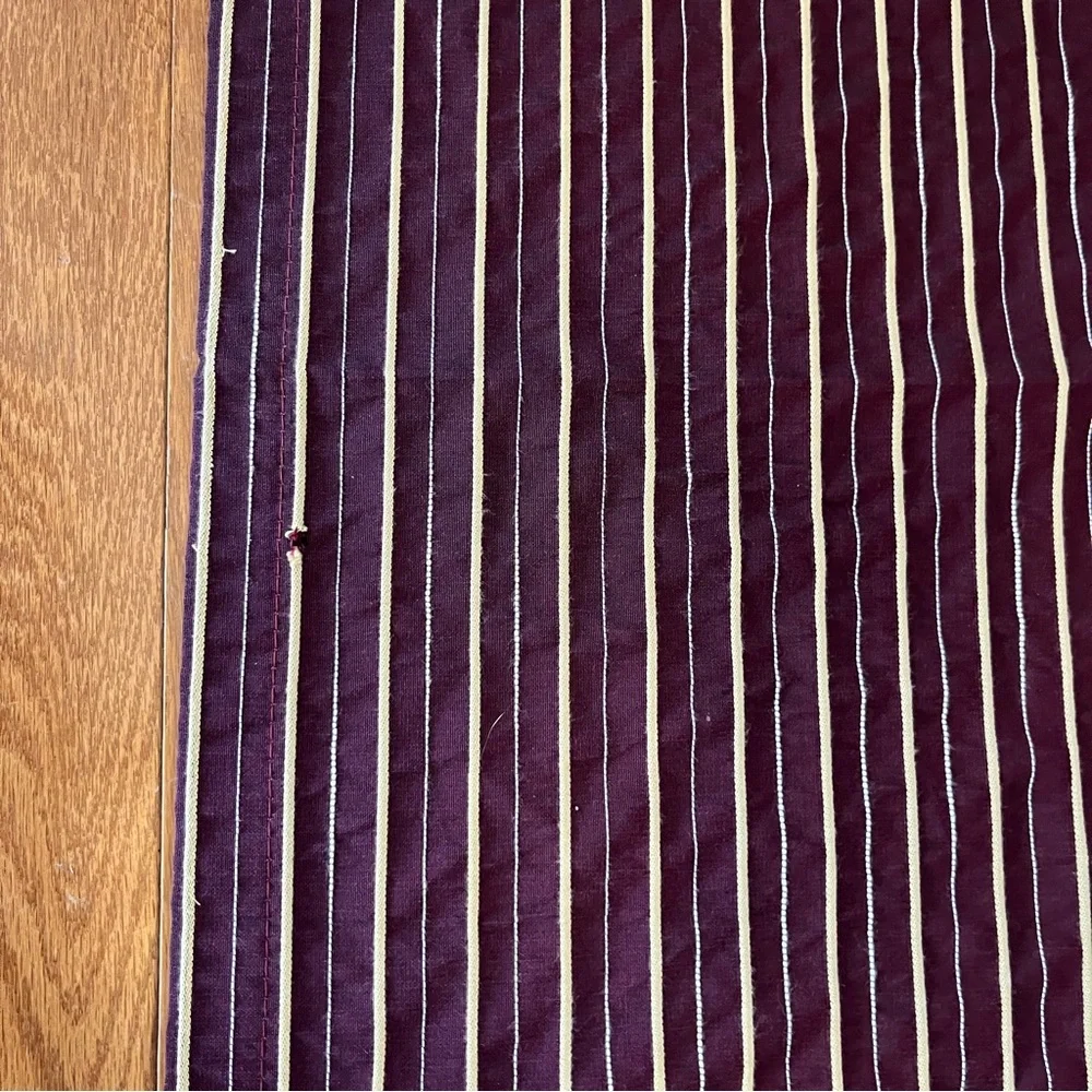 Maroon Burgandy Gold Striped Curtain Panel with Grommets 3‎ panels